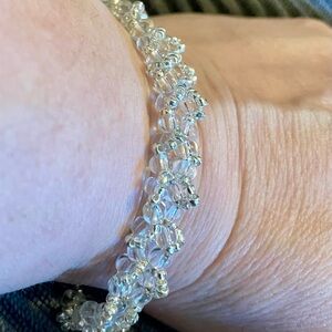 Elegant Clear & Silver Beaded Bracelet